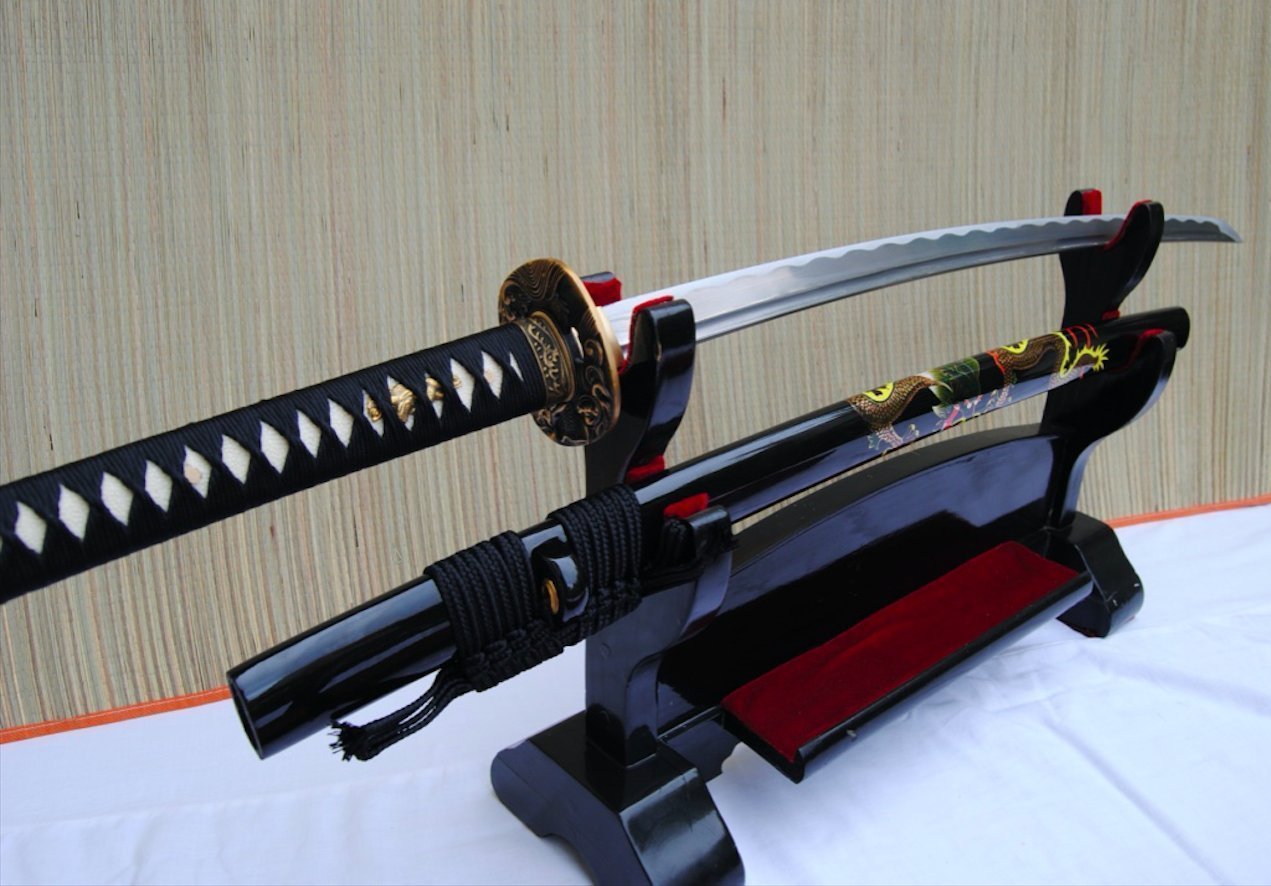 Samurai Schwert Katana Damast Gefaltetes Drache 